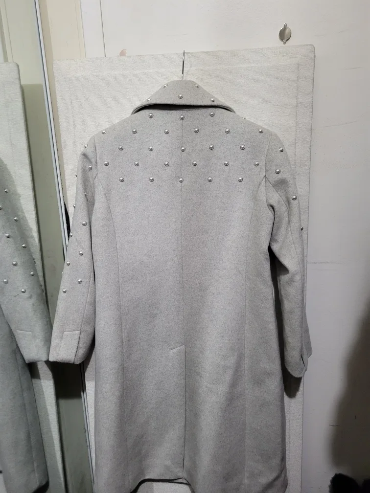 Badgley Mischka Grey Studded/Pearl Coat image indicator(4)