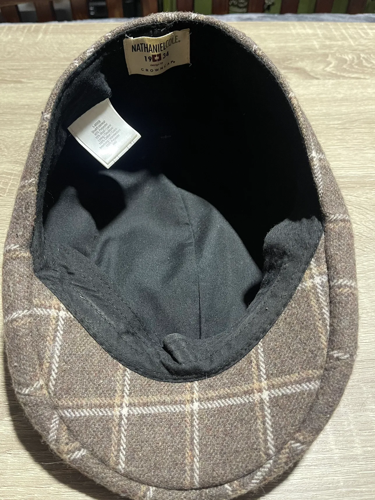 (NEW) Nathaniel Cole 1923-34 Brown Plaid Newsboy Cap image indicator(5)
