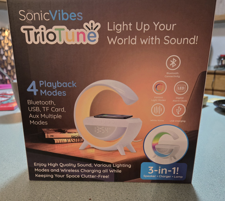 SonicVibes TrioTune Bluetooth Speaker, Wireless Charger, Lamp