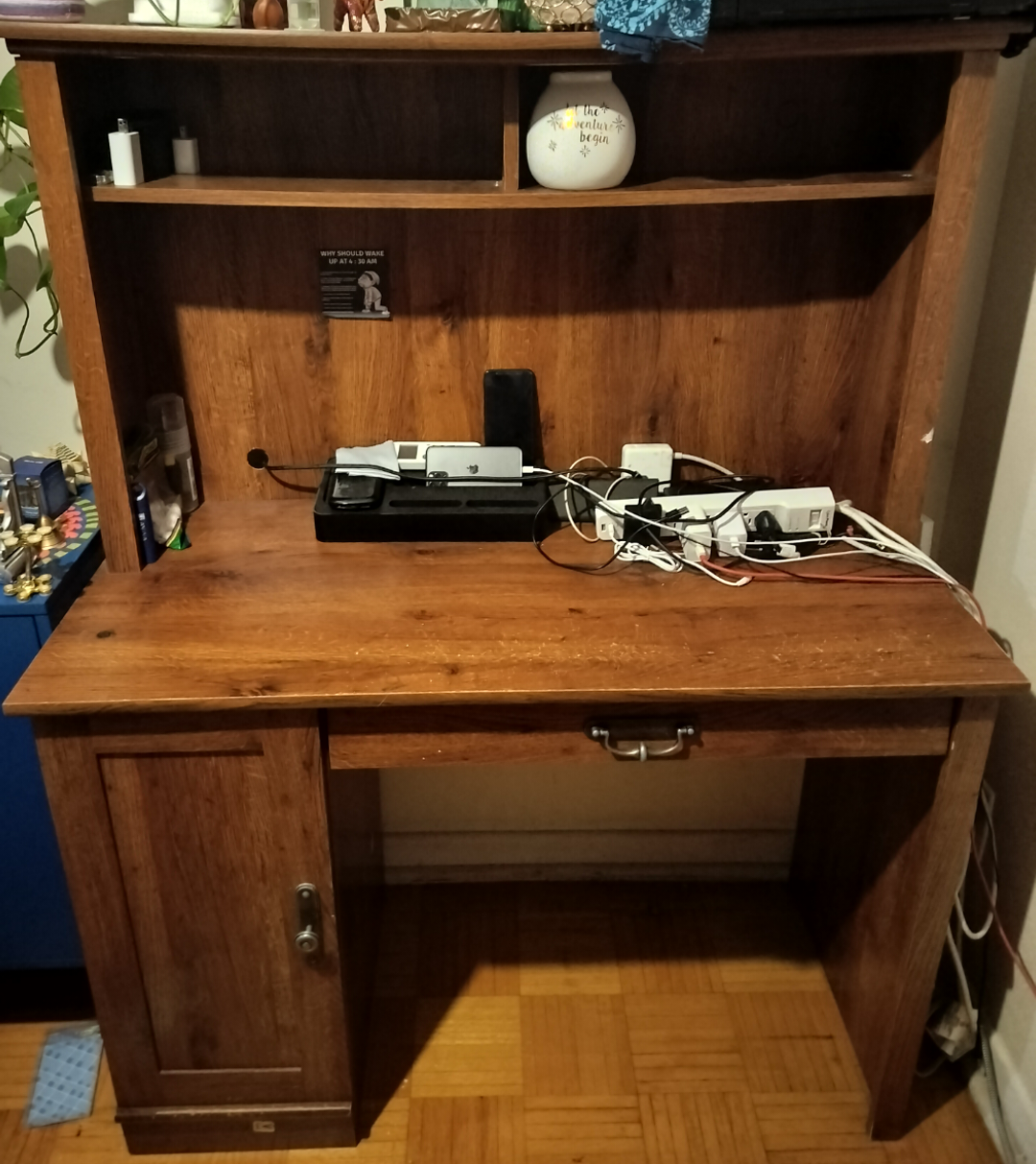 Wooden Desk with Hutch