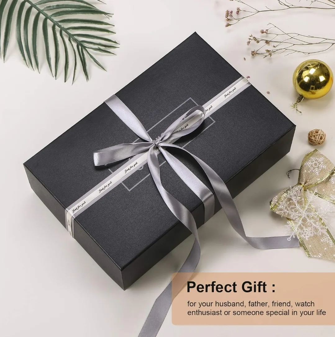 BEWISHOME 12-Slot Watch Box with Glass Window, Brown image indicator(4)