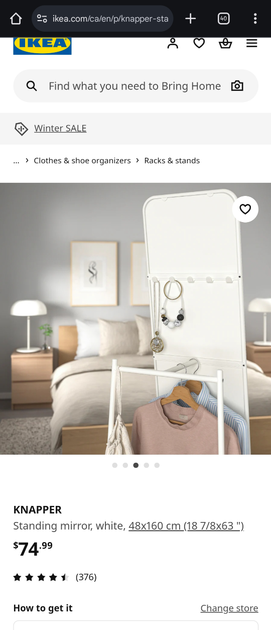 IKEA KNAPPER Standing Mirror - photo 2