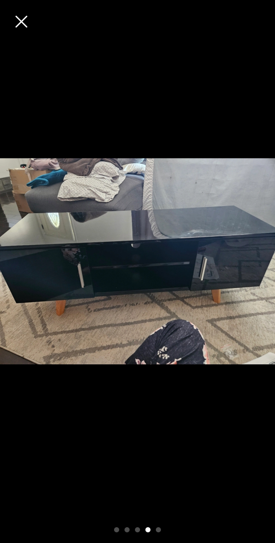 Black TV Stand with Wooden Legs