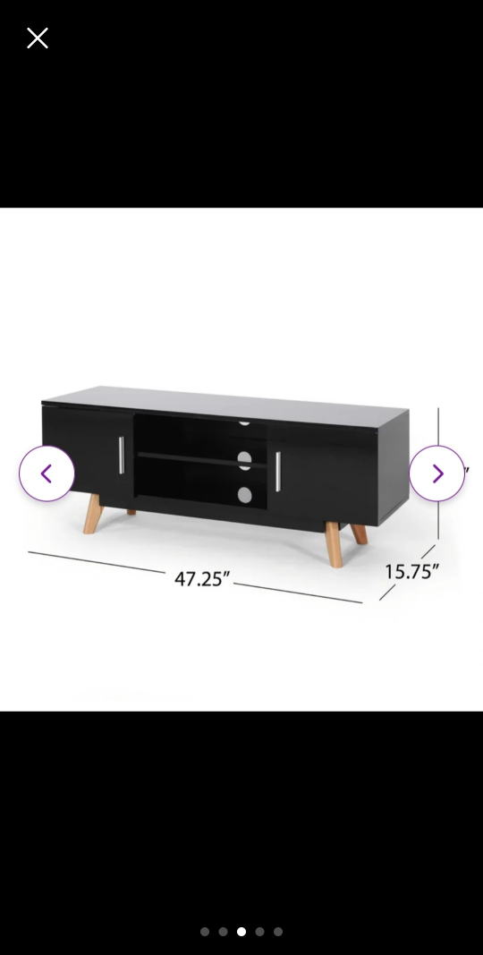 Black TV Stand with Wooden Legs - photo 3