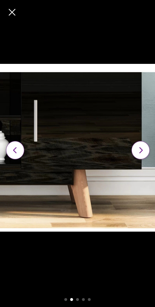 Black TV Stand with Wooden Legs - photo 4