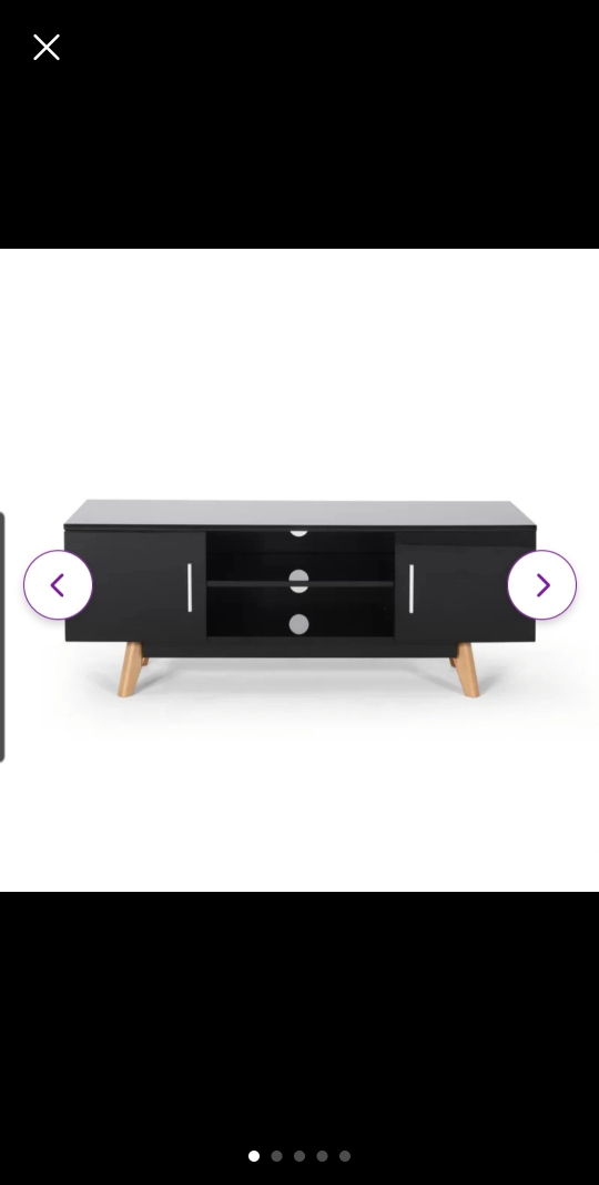 Black TV Stand with Wooden Legs - photo 5
