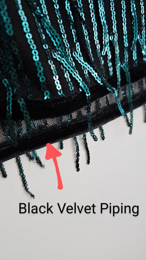 Avec Les Filles Green Teal Sequined Fringe Mini Skirt image indicator(3)