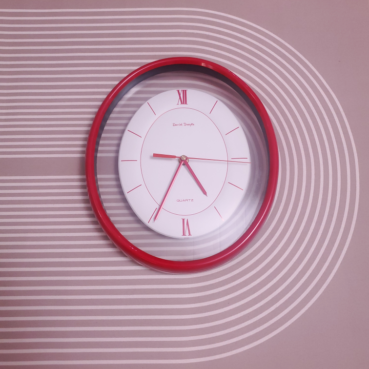 Daniel Dakota Statement Oval Acrylic Red Wall Clock