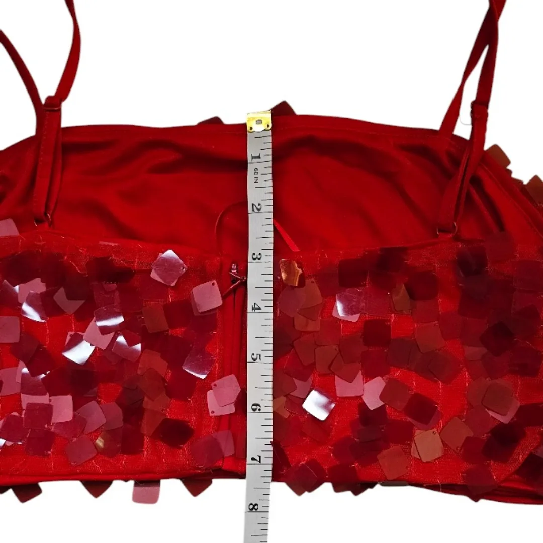 Swiftie Red Sequin Crop Top by House of Harlow image indicator(9)