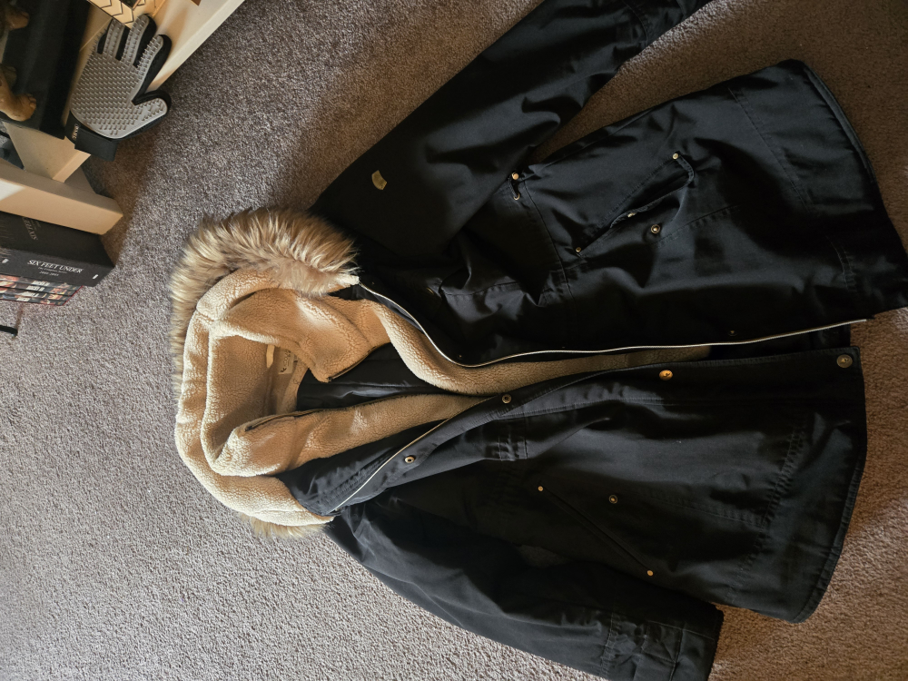 Black Winter Jacket with Fur Hood
