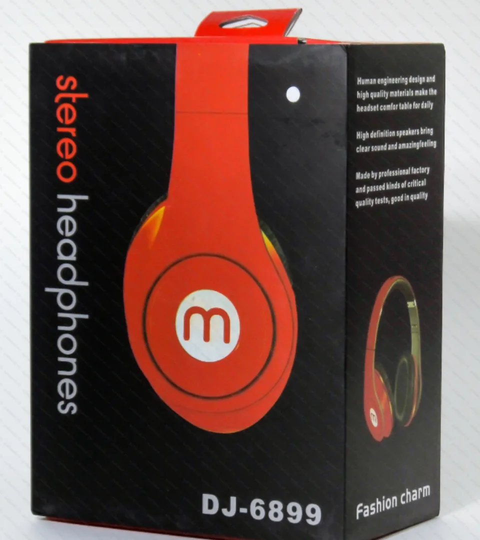 Brand new wired foldable headphones in box. image indicator(2)