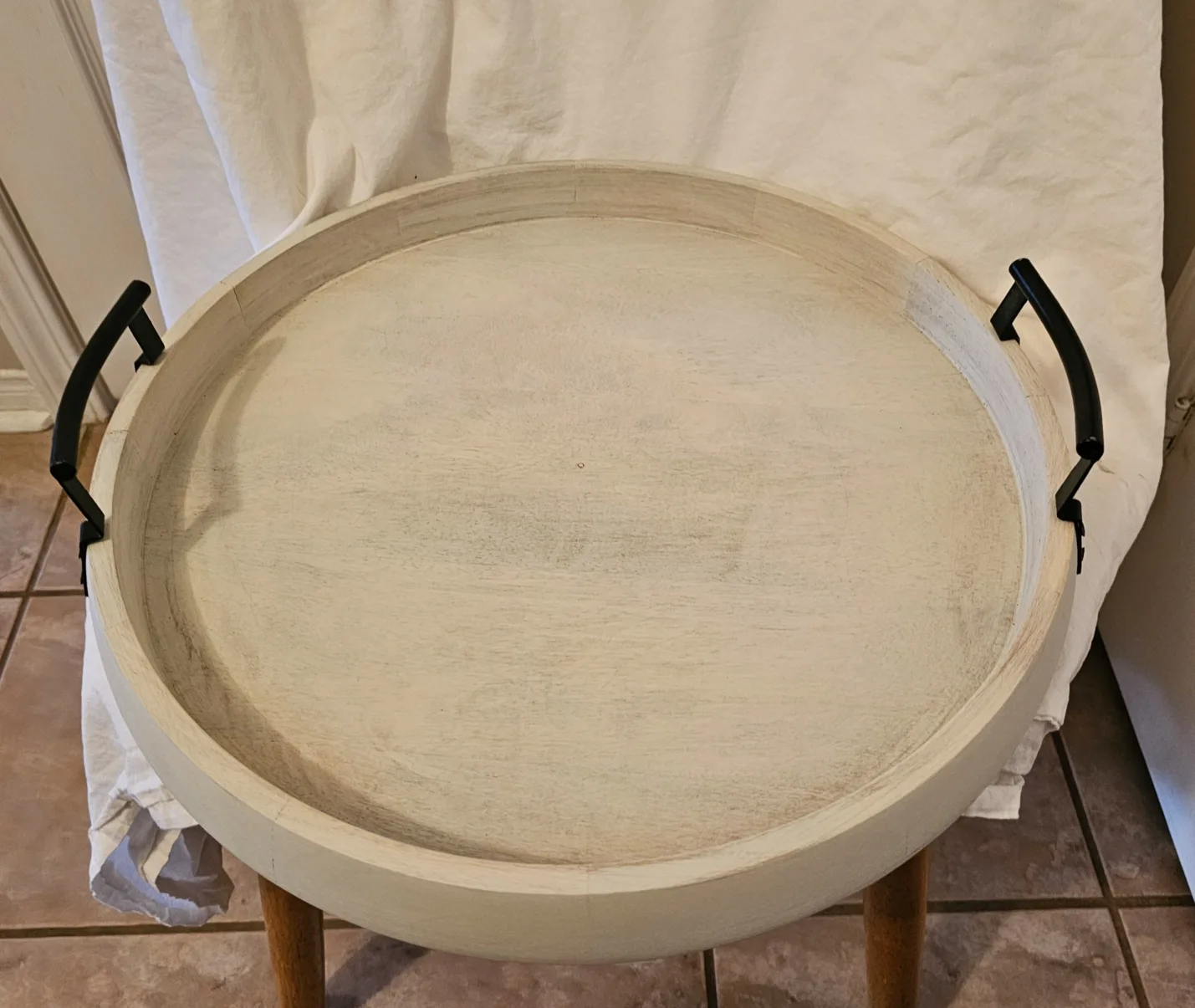 Large Double-Handed Round Wooden Tray thumbnail