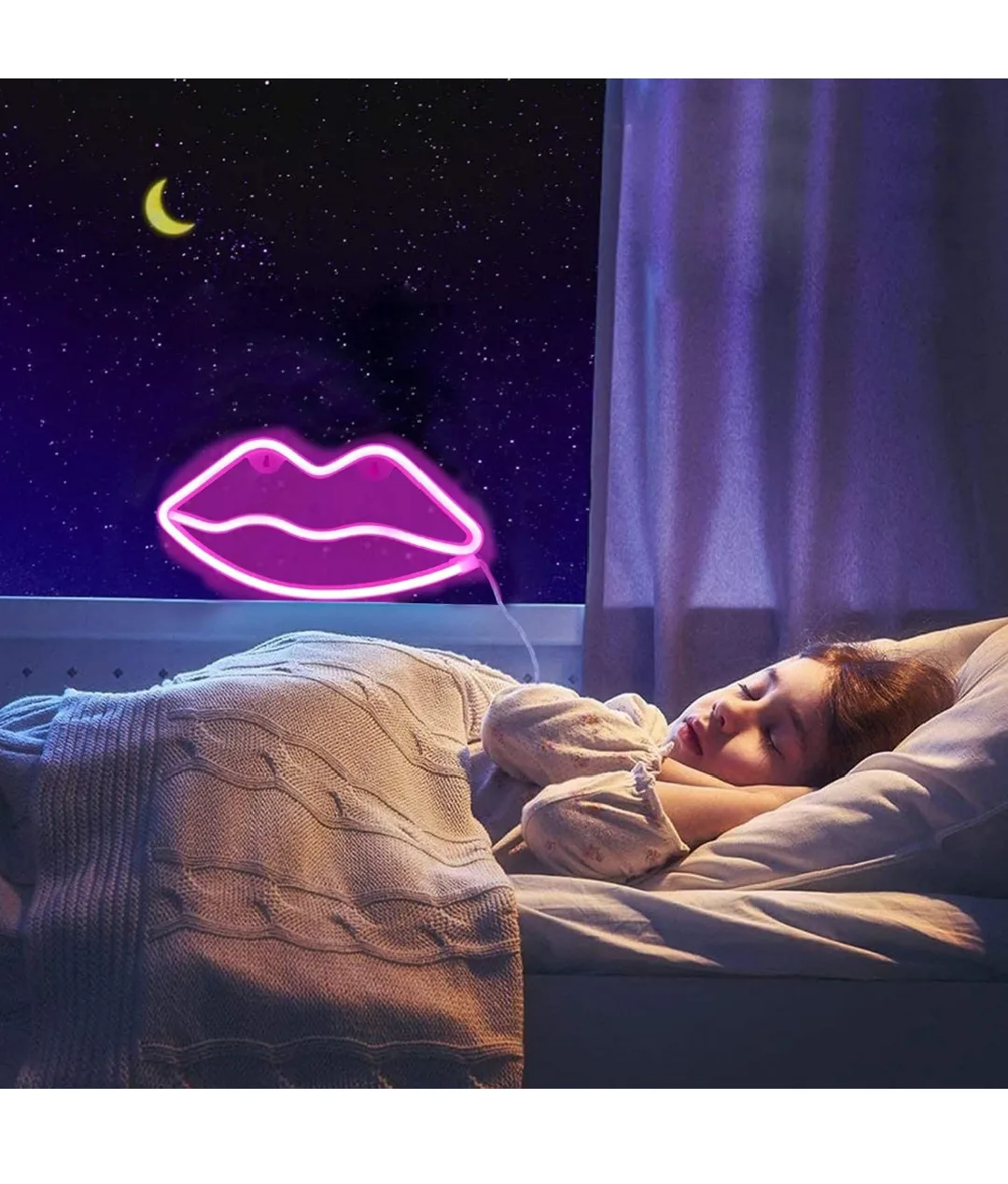 Pink Neon Lips Sign Light image indicator(8)