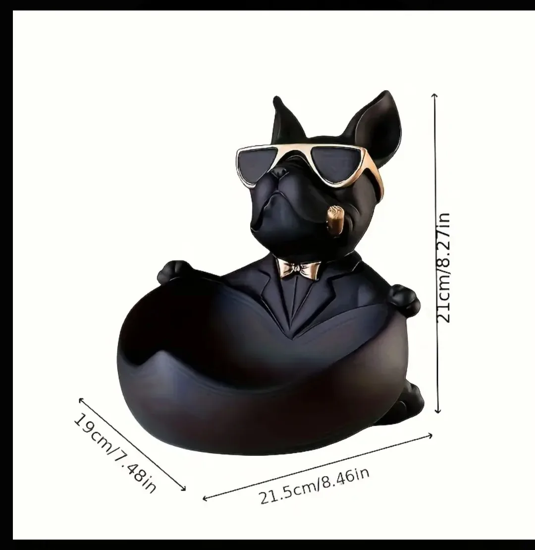 BNIB Cute Bulldog Couple Heart-Shaped Dish- green & black image indicator(9)