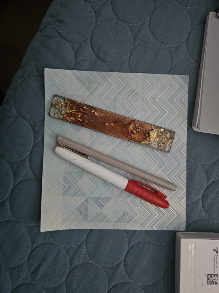 Resin Bookmark with Gold Flakes and random supplies #freecycle