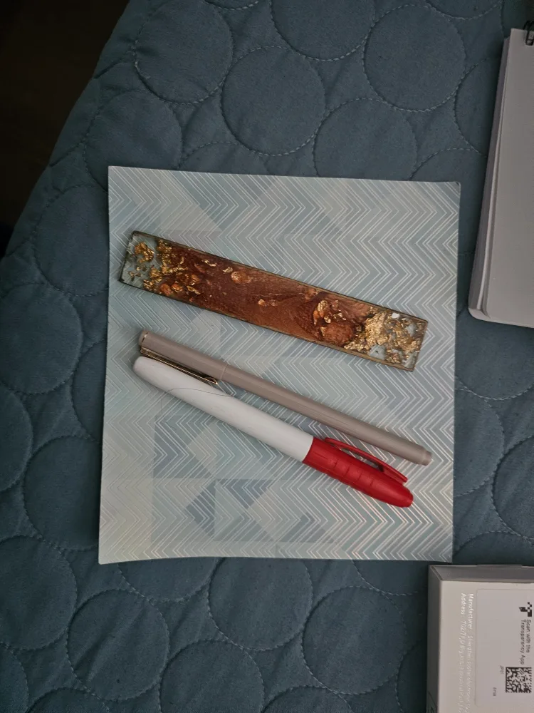 Resin Bookmark with Gold Flakes and random supplies #freecycle thumbnail