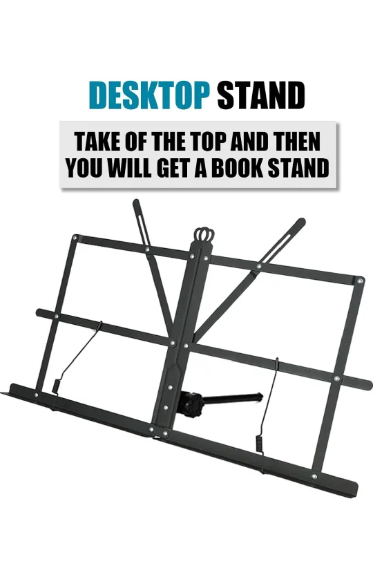 2 in 1 Duasl-Use Desktop Book Stand Folding Music Holder image indicator(6)