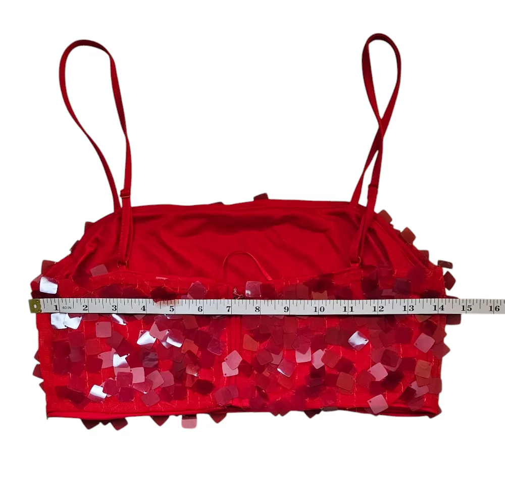 Swiftie Red Sequin Crop Top by House of Harlow image indicator(8)