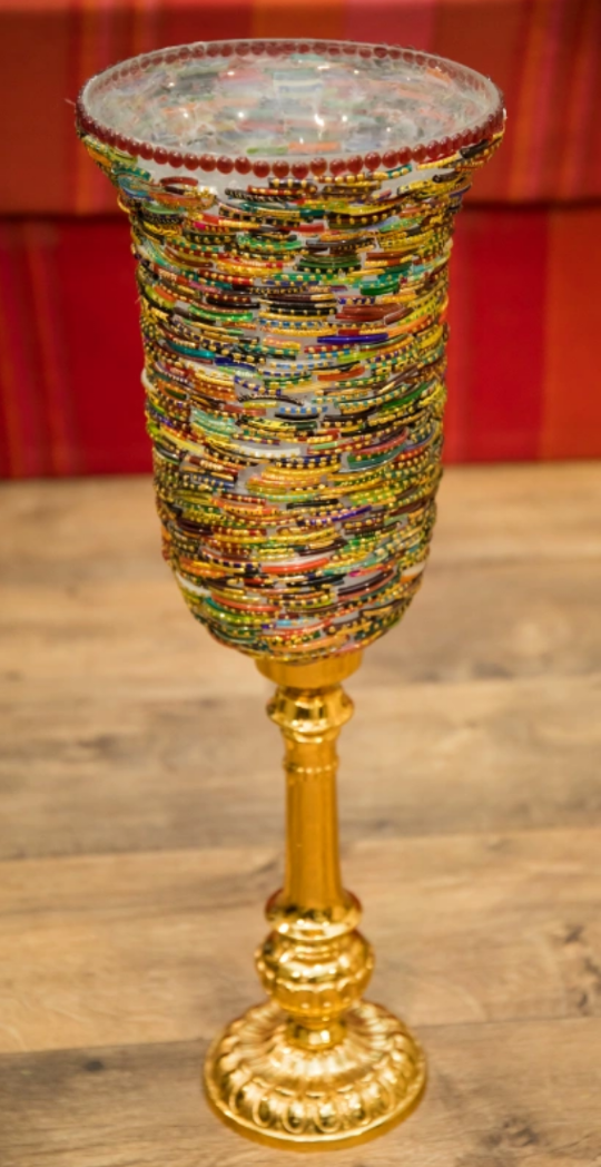 Mosaic Glass Centrepieces with real brass base