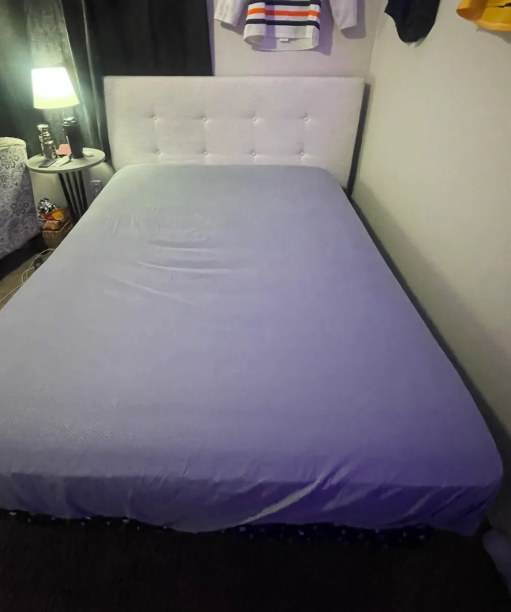 Light Grey (DOUBLE) Upholstered Headboard/Box Spring/Bed Frame thumbnail