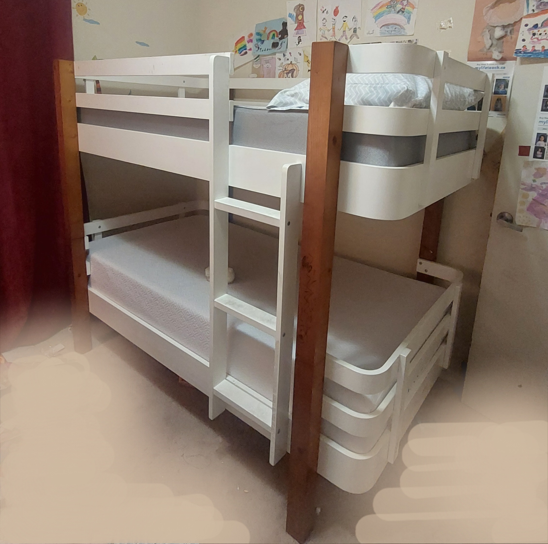White Bunk Bed with Ladder