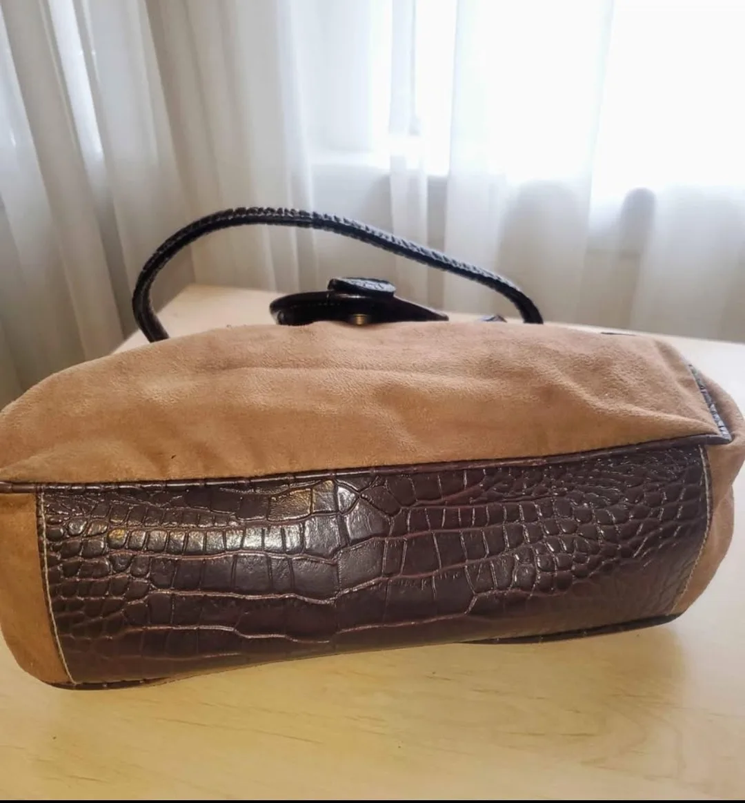 Tan and Brown Sachel Handbag with leather detailing image indicator(2)