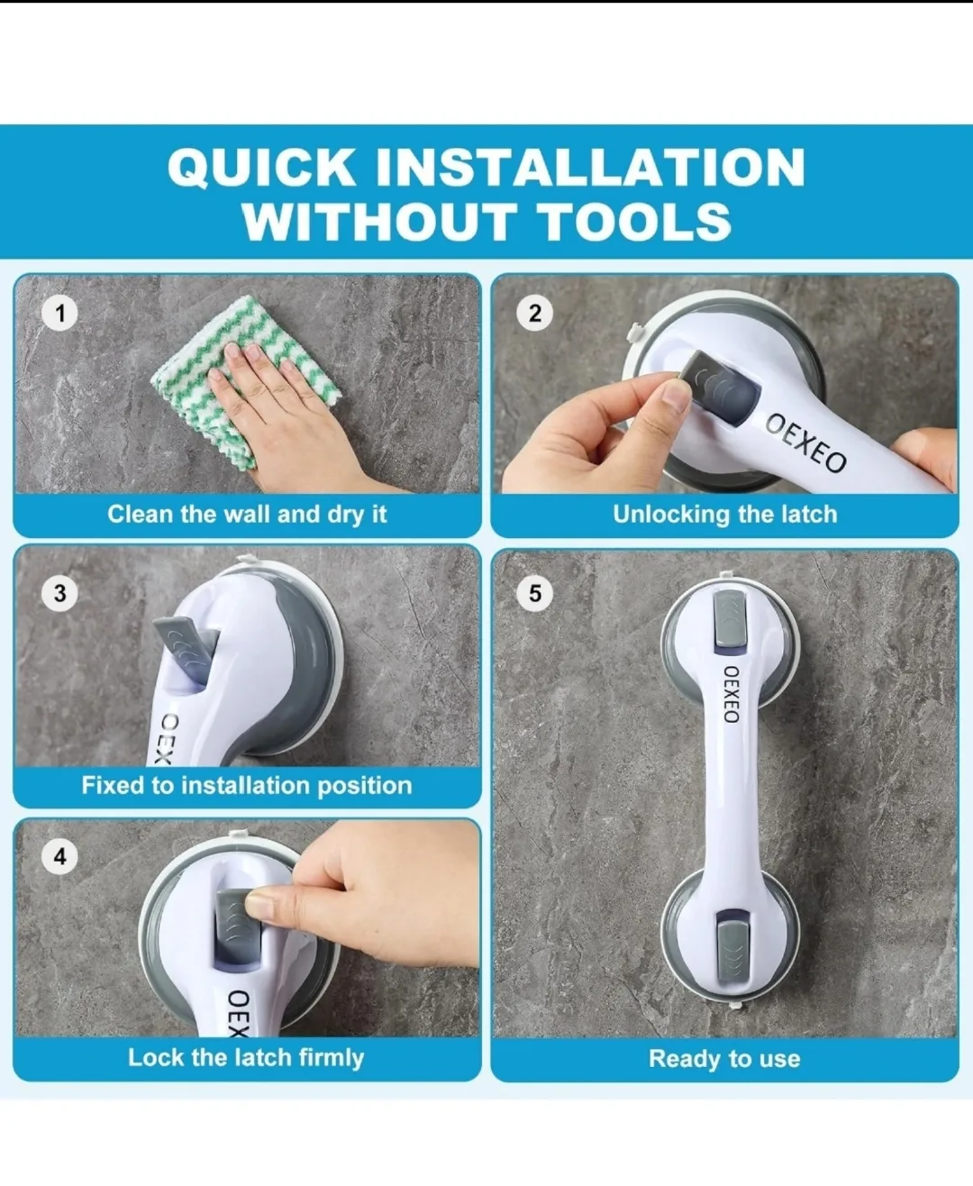OEXEO Suction Cup Grab Bar image indicator(2)
