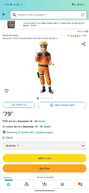 NARUTO ACTION FIGURE (OPEN TO OFFERS) image indicator(5)