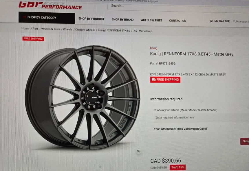 Konig Rennform 17x8.0 5x112 Matte Grey Wheels VW Audi set of 4 image indicator(6)