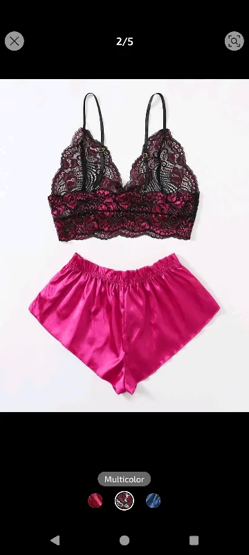 Pink and Black Lace Lingerie Set image indicator(2)