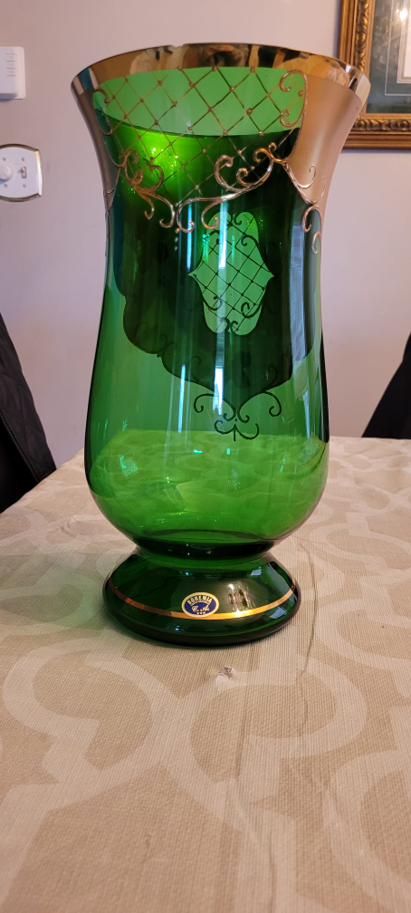 Murano Green Glass Vase with Gold Accents - photo 3