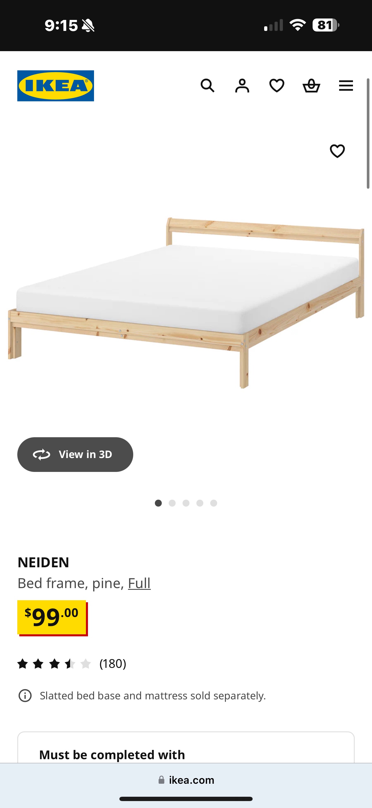 Ikea wooden bed frame