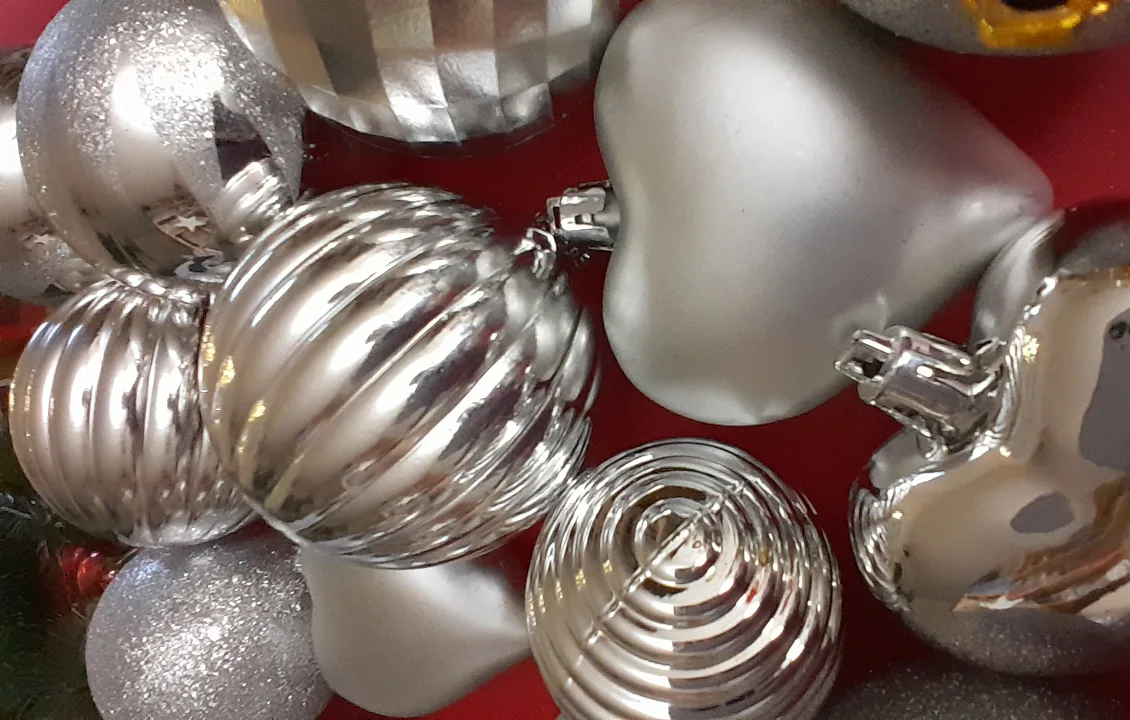 Silver Christmas Ornaments ** only 1 bag left ** image indicator(5)