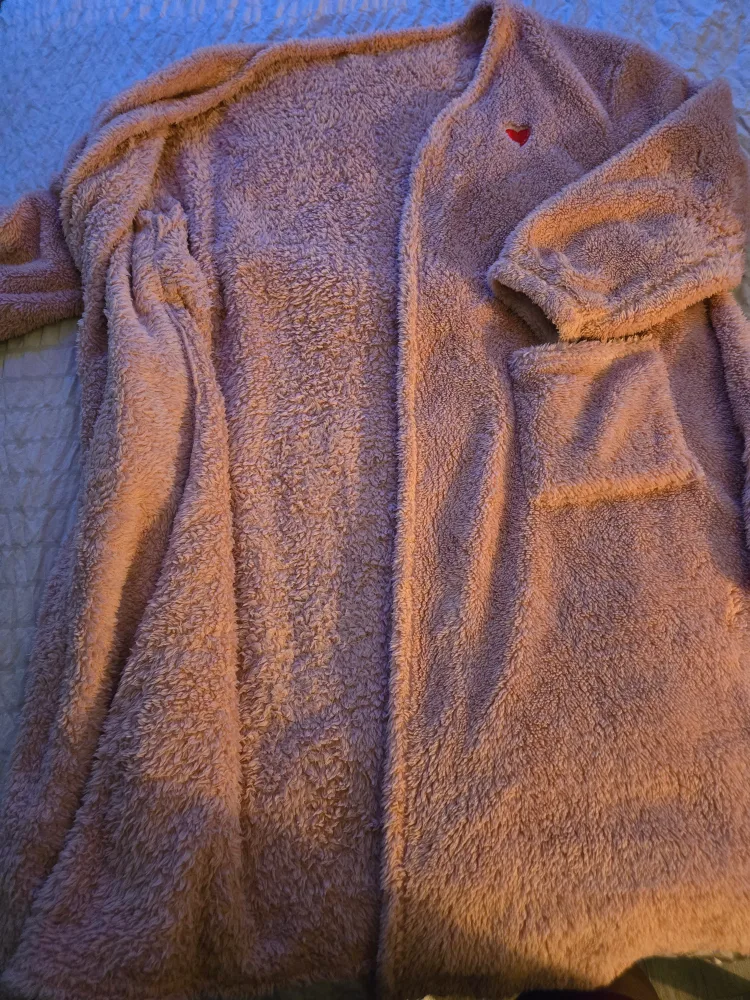 Pink Fleece Robe with Heart Detail thumbnail