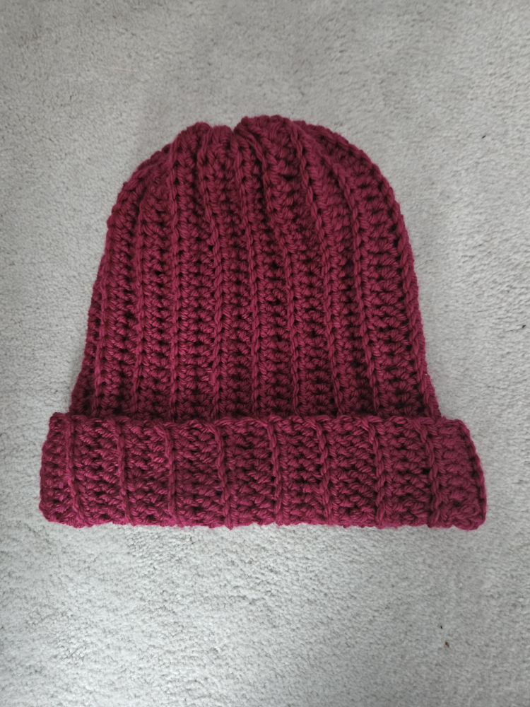Crocheted ribbed beanie