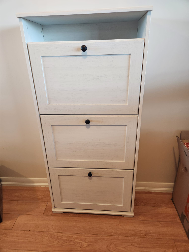 White Shoe Cabinet with 3 Drawers