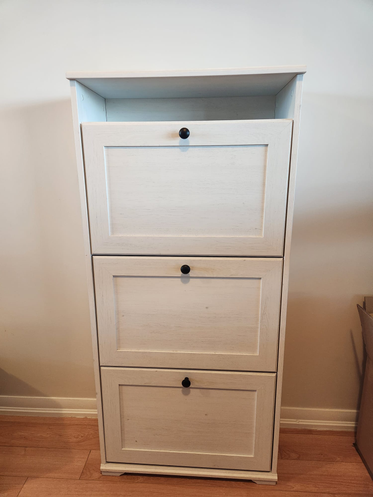 White Shoe Cabinet with 3 Drawers - photo 2