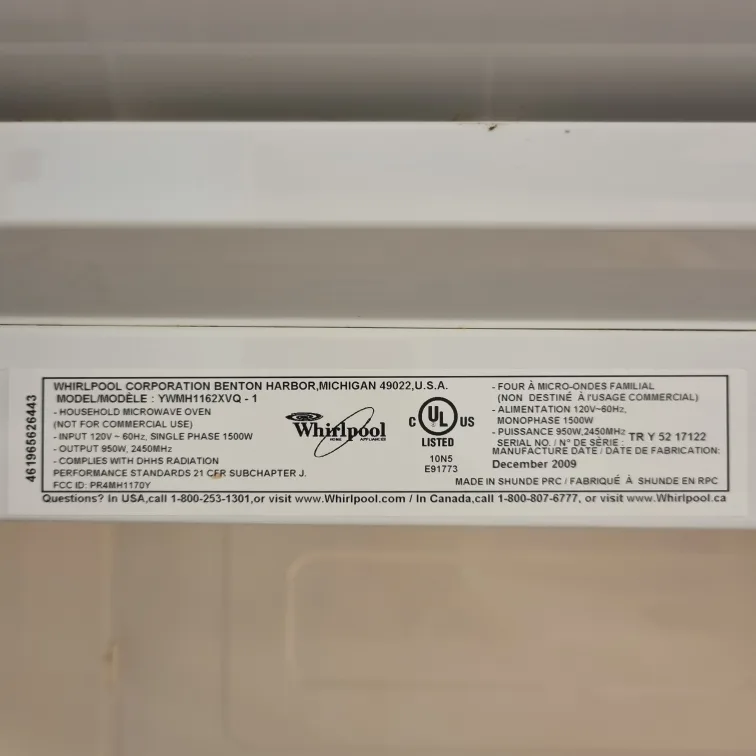 Whirlpool Microwave image indicator(4)