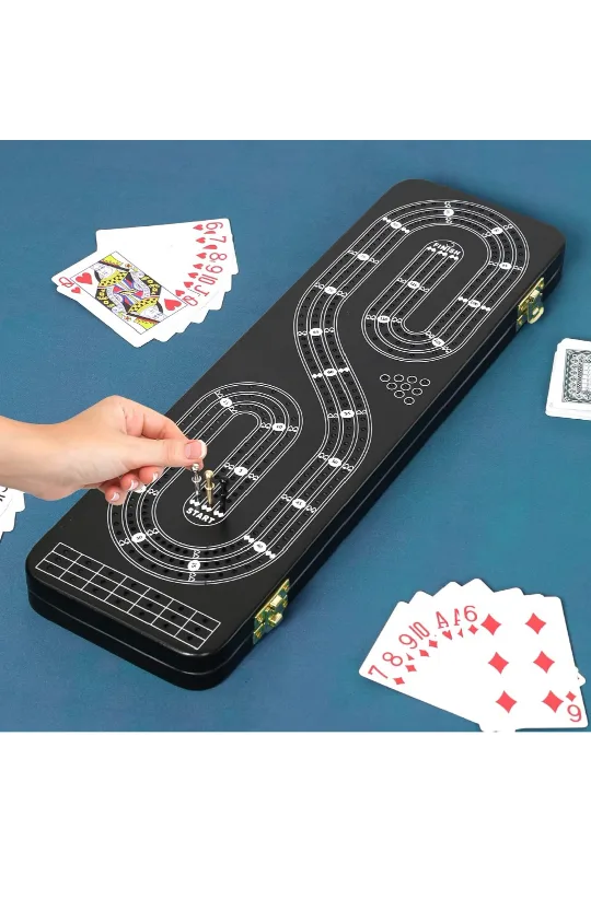 Cribbage Board Game Set with 9 Metal Pegs image indicator(7)