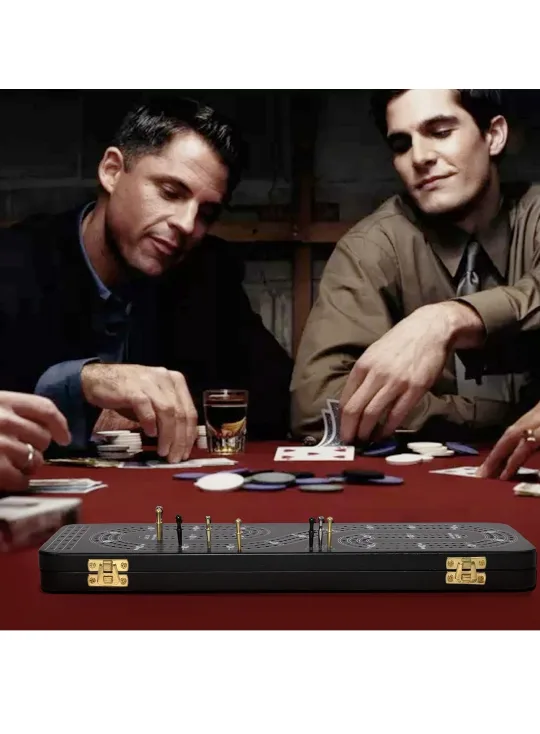 Cribbage Board Game Set with 9 Metal Pegs image indicator(8)