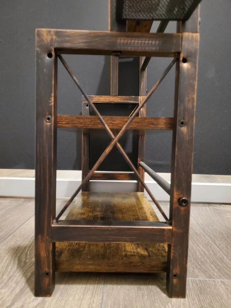 Rustic 2-Tier Shelf with Metal Baskets image indicator(4)