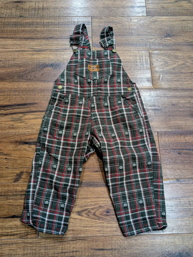 Vintage OshKosh Plaid Overalls - Size 3 thumbnail