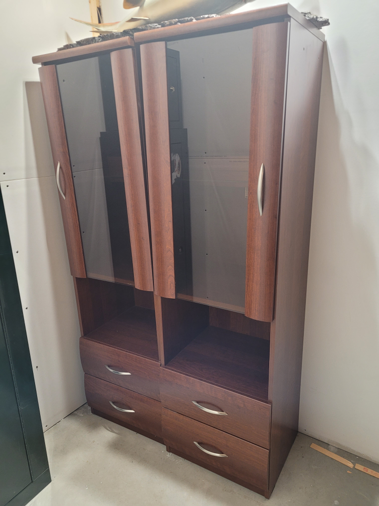 2 -Wood Cabinets with Glass Doors
