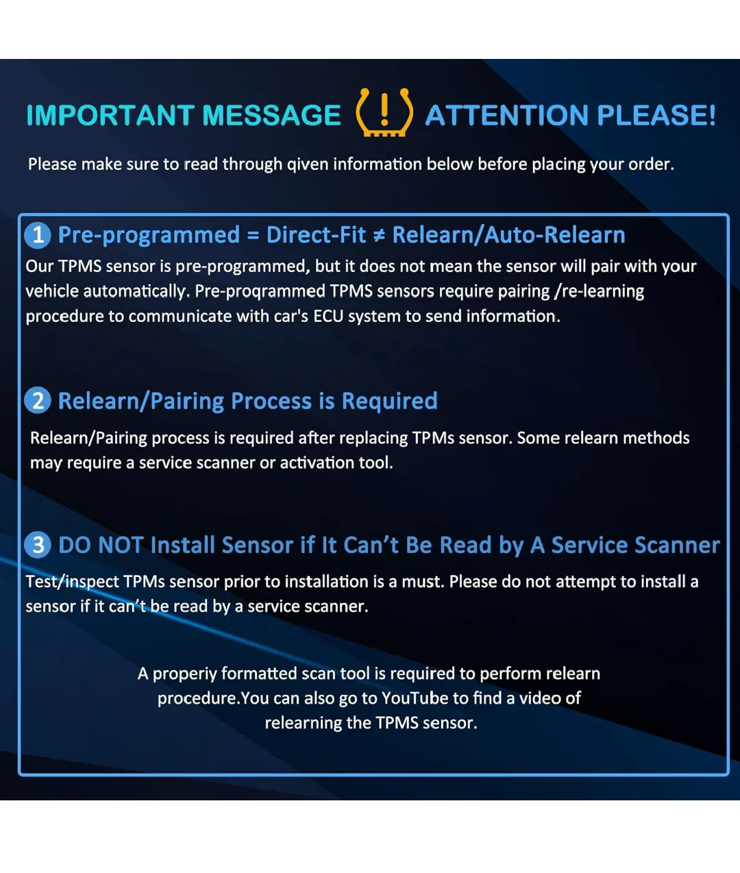 Universal TPMS Tire Pressure Sensor (4 Pack) image indicator(5)