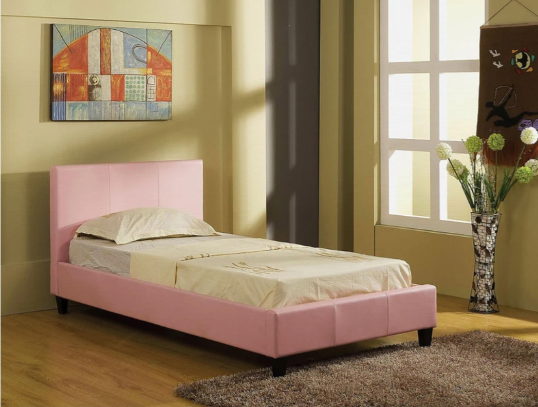 Pink Faux leather Bed Frame