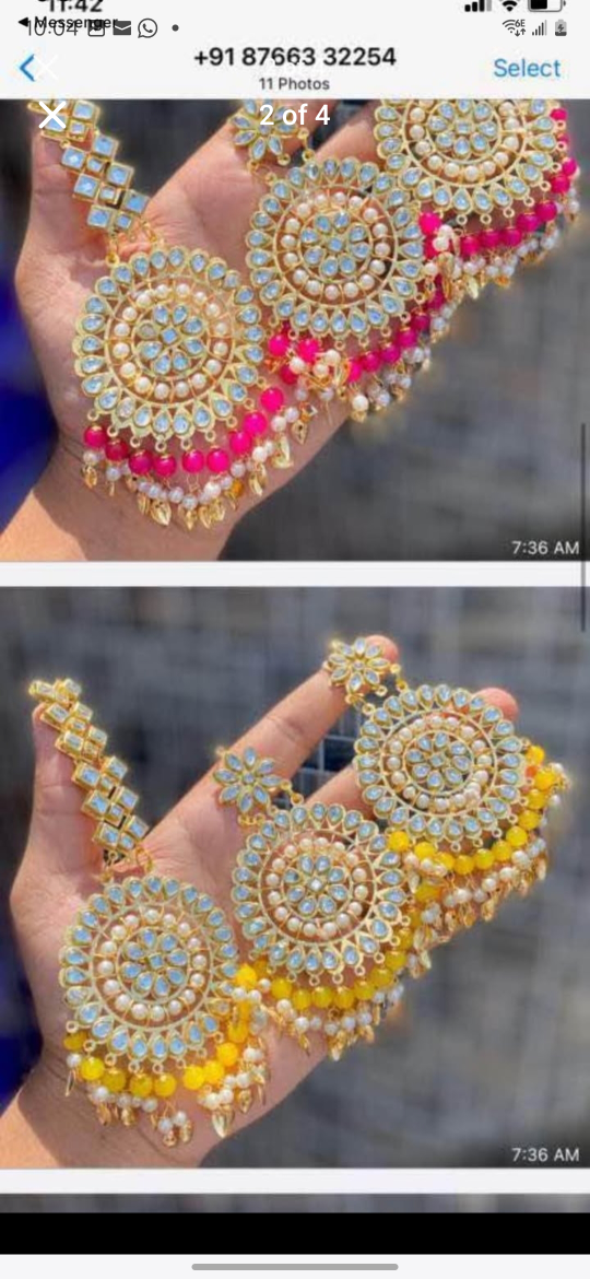 Gold Tone Indian Earrings and tikka ( New - photo 2