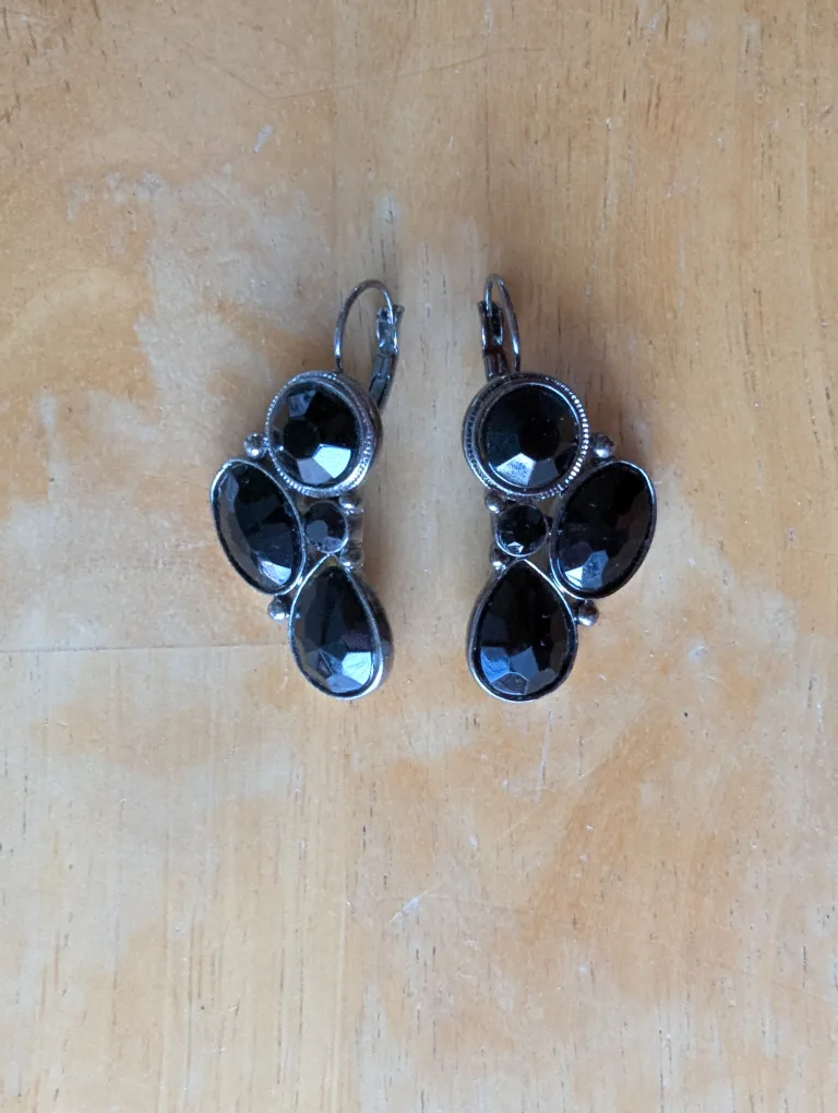 Black Crystal Statement Earrings image indicator(8)