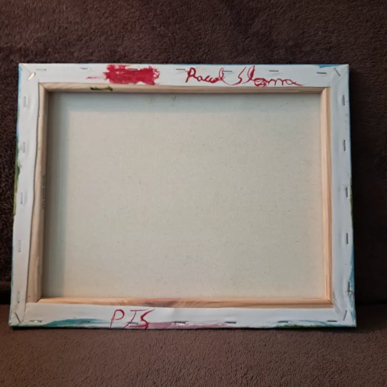 Original Oil Painting on Canvas - Cabin by Lake with Mountains image indicator(5)