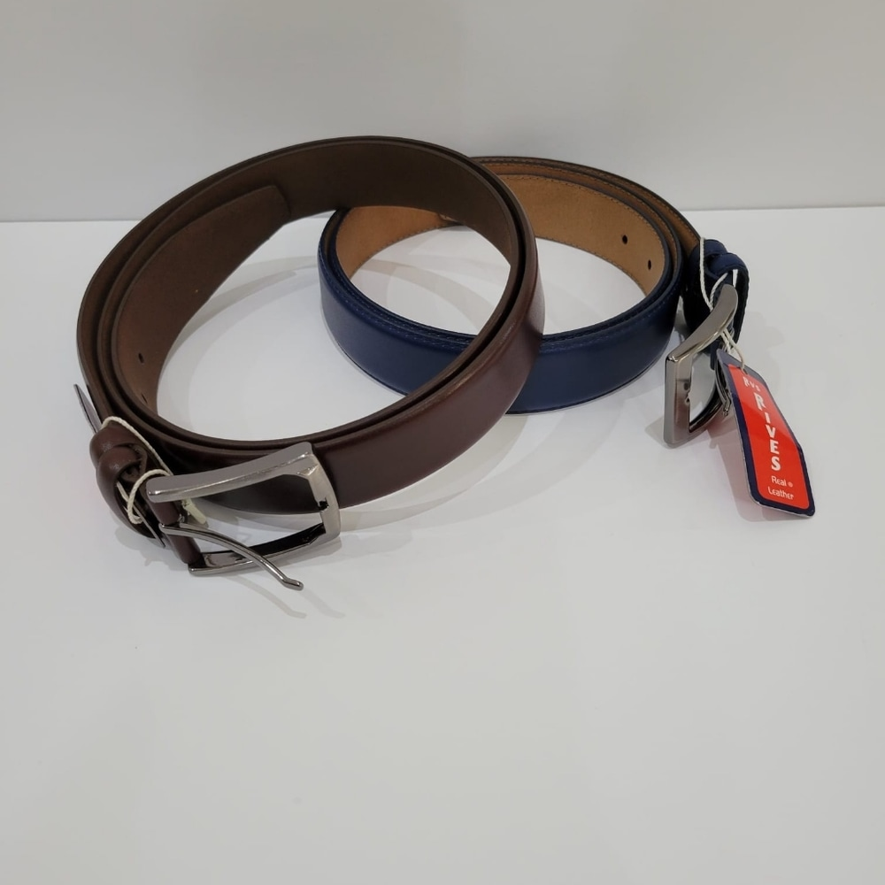Rives Genuine Leather Belts - Brown and Navy