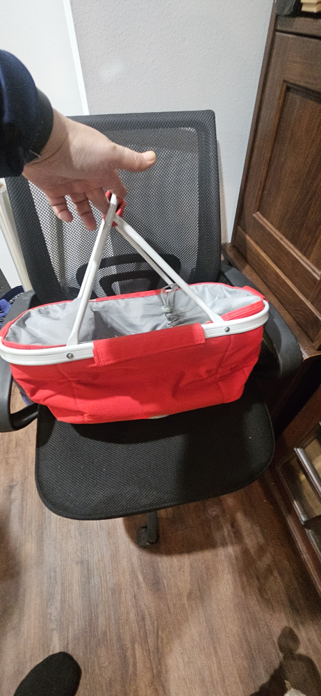 Red Picnic Time Collapsible Basket